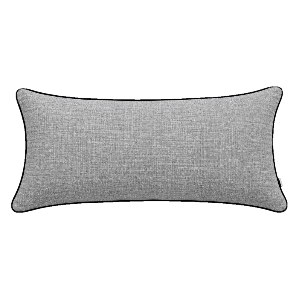 Almofada Linho Misto Cinza com Vivo Preto Lombar 50x30