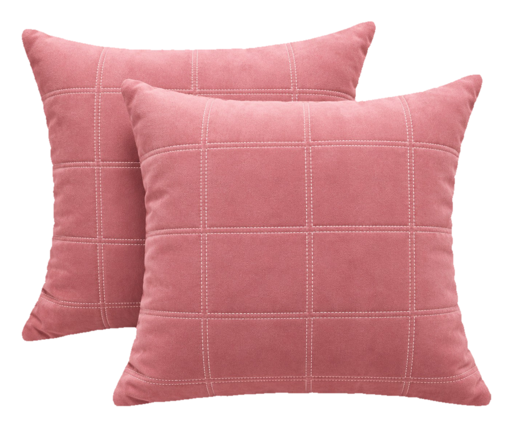 Almofada Veludo Pespontado Rosa 45x35